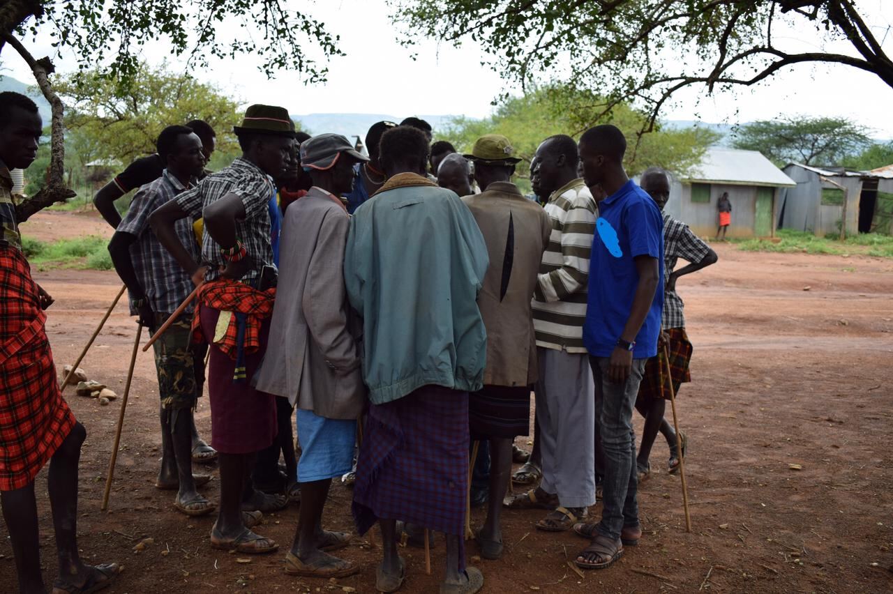 Community elders gathered in discussion, Samburu County
